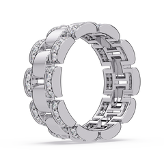Rose Gold Chunky Link Lab Grown Diamond Band Ring - HIGHCARAT DIAMONDS
