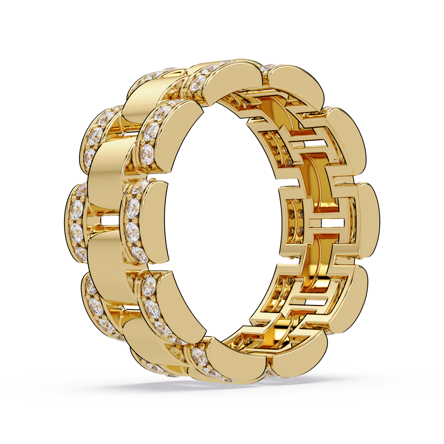 Rose Gold Chunky Link Lab Grown Diamond Band Ring - HIGHCARAT DIAMONDS
