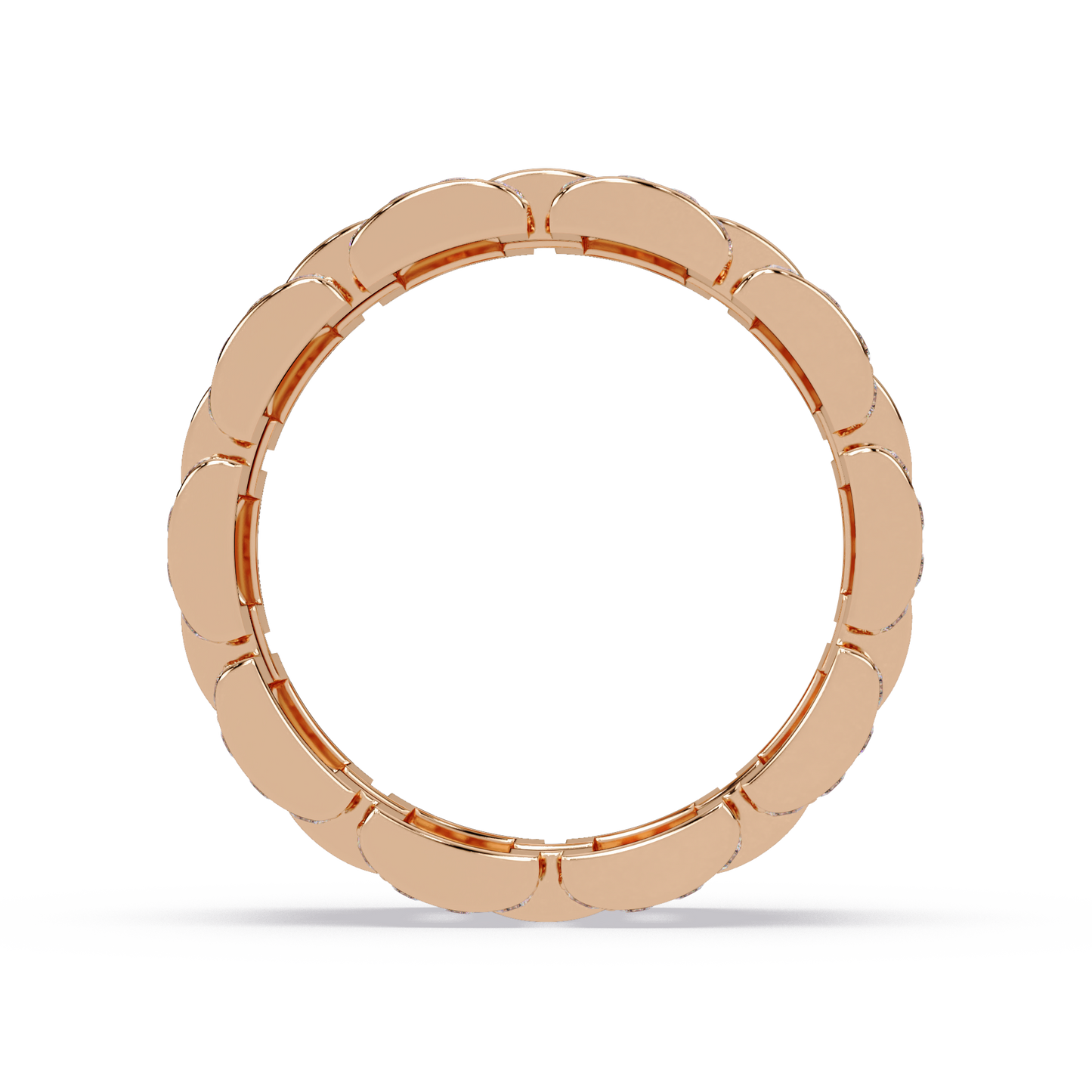 Rose Gold Chunky Link Lab Grown Diamond Band Ring - HIGHCARAT DIAMONDS