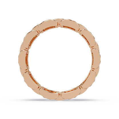 Rose Gold Chunky Link Lab Grown Diamond Band Ring - HIGHCARAT DIAMONDS