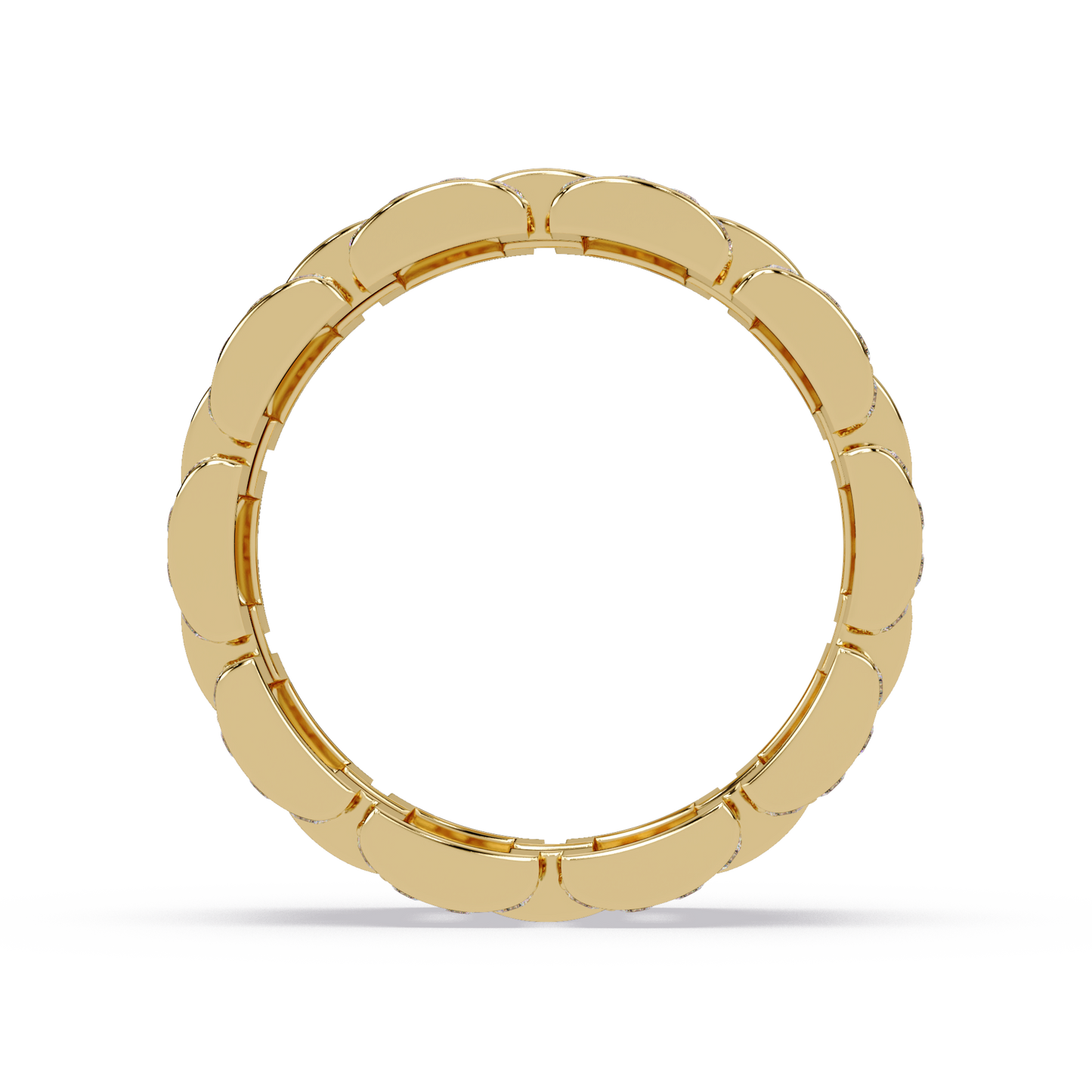 Rose Gold Chunky Link Lab Grown Diamond Band Ring - HIGHCARAT DIAMONDS