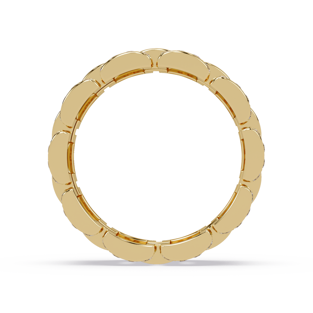 Rose Gold Chunky Link Lab Grown Diamond Band Ring - HIGHCARAT DIAMONDS