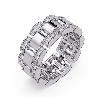 Rose Gold Chunky Link Lab Grown Diamond Band Ring - HIGHCARAT DIAMONDS