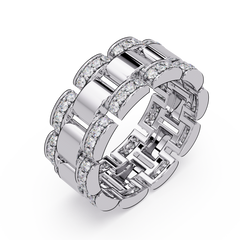 Rose Gold Chunky Link Lab Grown Diamond Band Ring - HIGHCARAT DIAMONDS