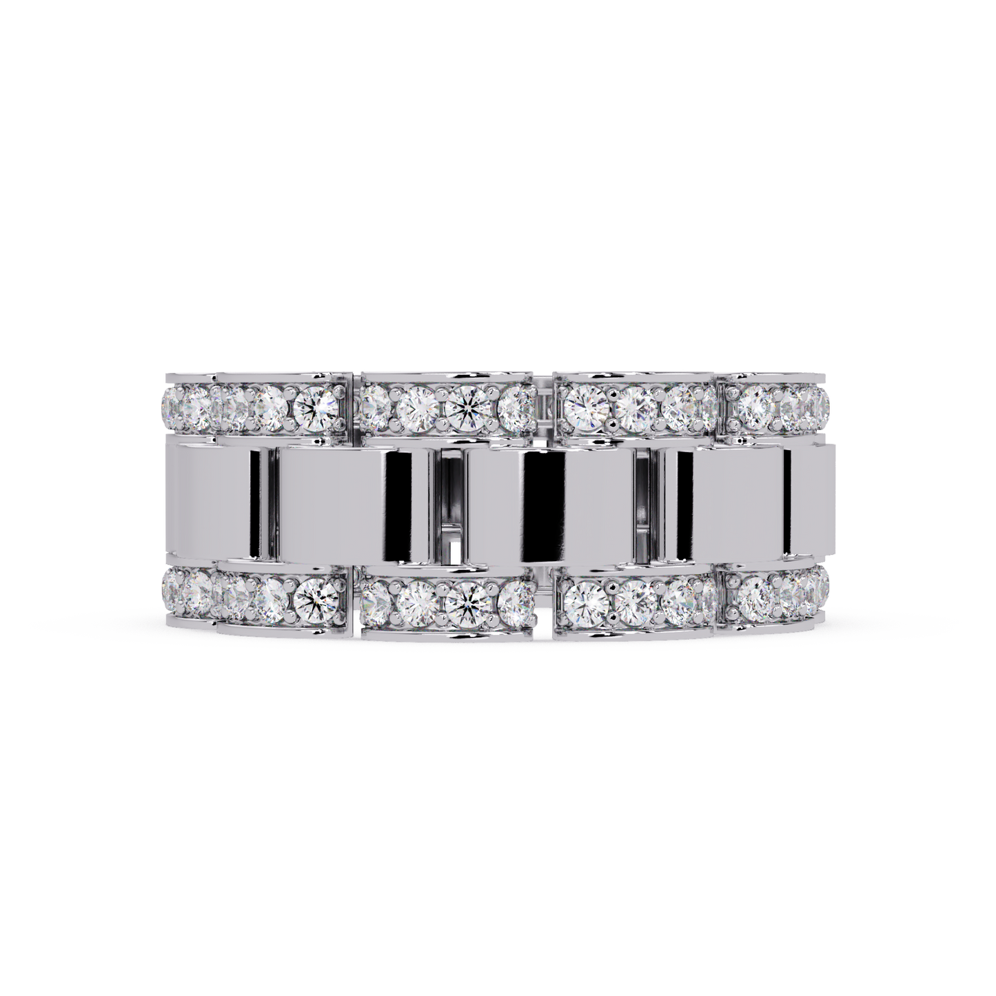Rose Gold Chunky Link Lab Grown Diamond Band Ring - HIGHCARAT DIAMONDS
