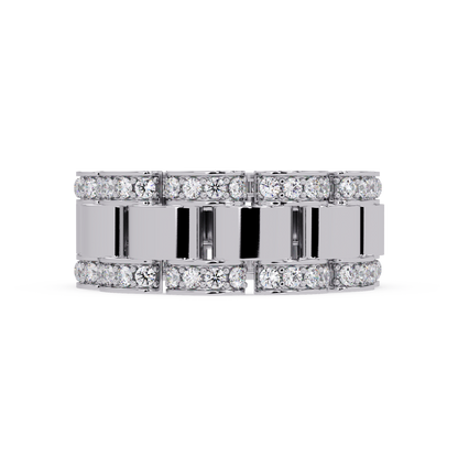 Rose Gold Chunky Link Lab Grown Diamond Band Ring - HIGHCARAT DIAMONDS