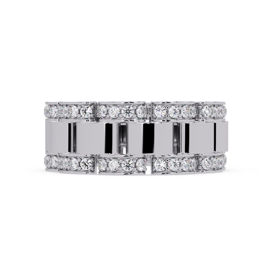 Rose Gold Chunky Link Lab Grown Diamond Band Ring - HIGHCARAT DIAMONDS