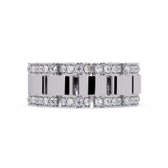Rose Gold Chunky Link Lab Grown Diamond Band Ring - HIGHCARAT DIAMONDS