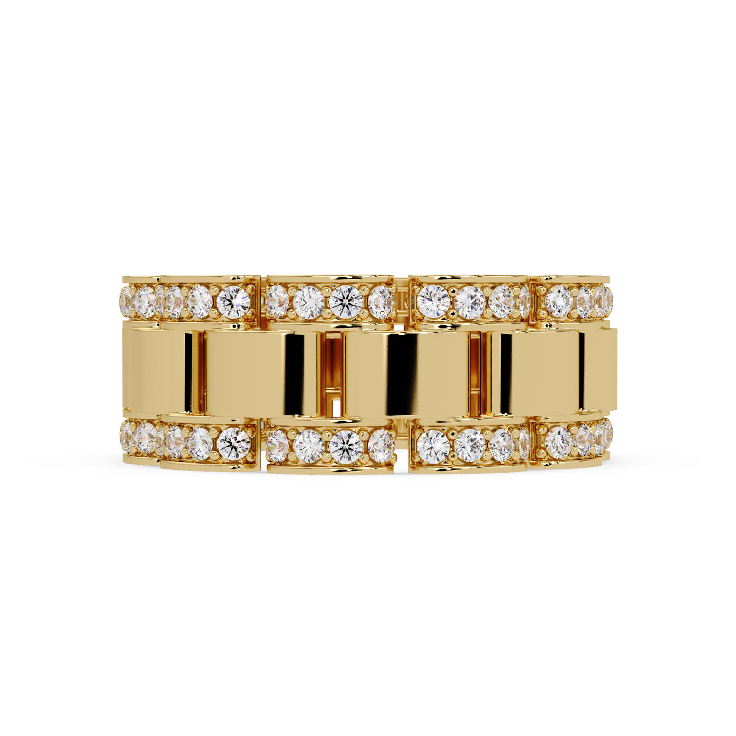Rose Gold Chunky Link Lab Grown Diamond Band Ring - HIGHCARAT DIAMONDS