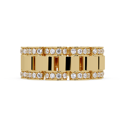 Rose Gold Chunky Link Lab Grown Diamond Band Ring - HIGHCARAT DIAMONDS