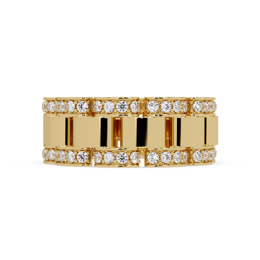 Rose Gold Chunky Link Lab Grown Diamond Band Ring - HIGHCARAT DIAMONDS