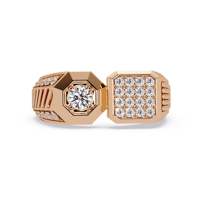 Rose Gold Double Face Diamond Statement Men's Ring - HIGHCARAT DIAMONDS