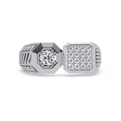 Rose Gold Double Face Diamond Statement Men's Ring - HIGHCARAT DIAMONDS