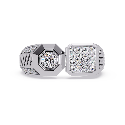 Rose Gold Double Face Diamond Statement Men's Ring - HIGHCARAT DIAMONDS