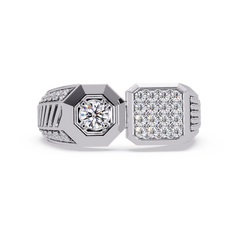 Rose Gold Double Face Diamond Statement Men's Ring - HIGHCARAT DIAMONDS