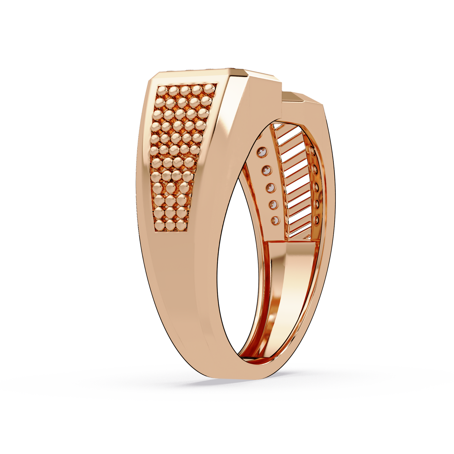 Rose Gold Double Face Diamond Statement Men's Ring - HIGHCARAT DIAMONDS