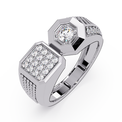 Rose Gold Double Face Diamond Statement Men's Ring - HIGHCARAT DIAMONDS