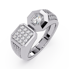 Rose Gold Double Face Diamond Statement Men's Ring - HIGHCARAT DIAMONDS