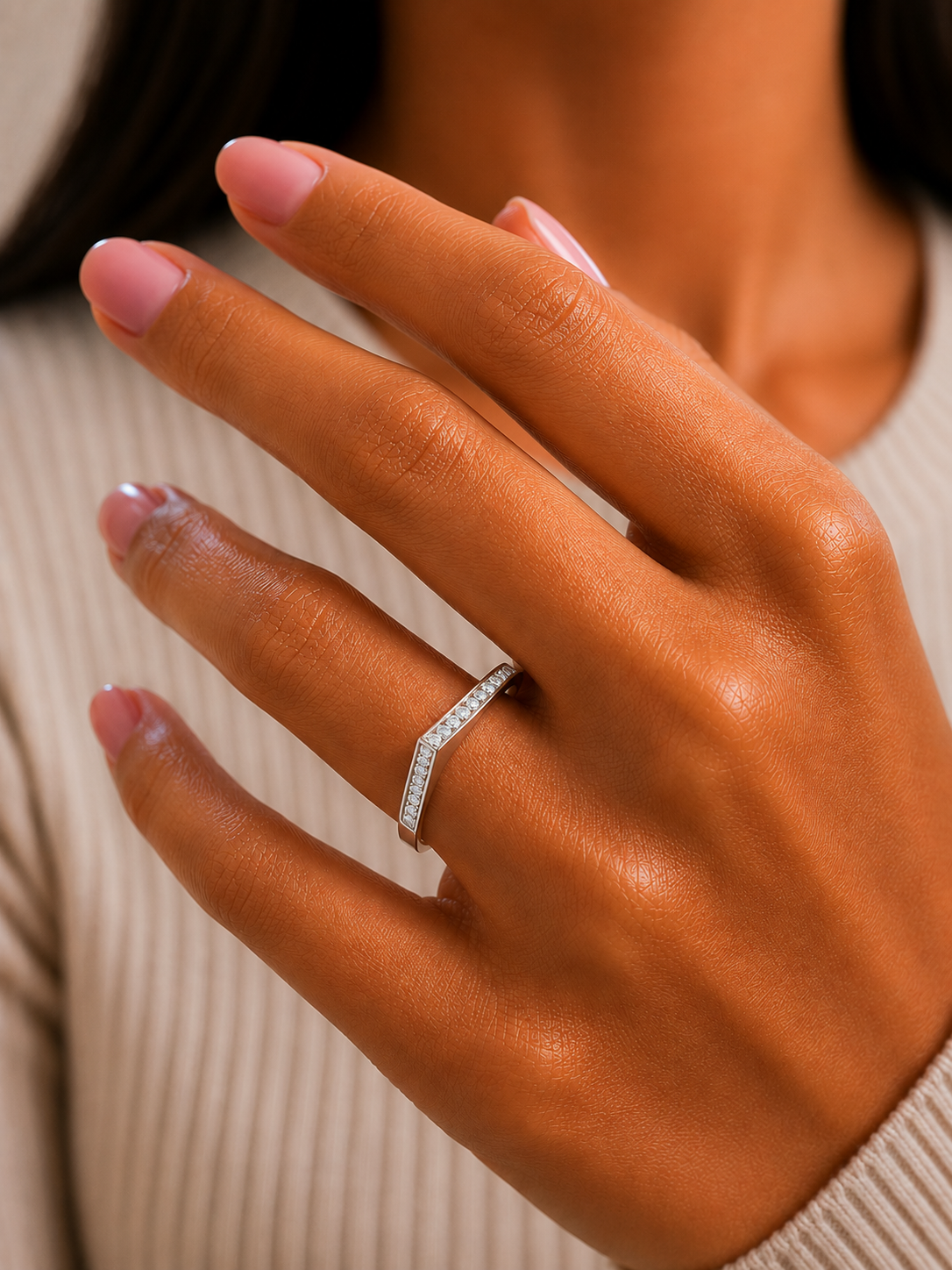 Rose Gold Lightweight Round Diamond Band Ring Party Wear Affordable Luxury For Women's - HIGHCARAT DIAMONDS