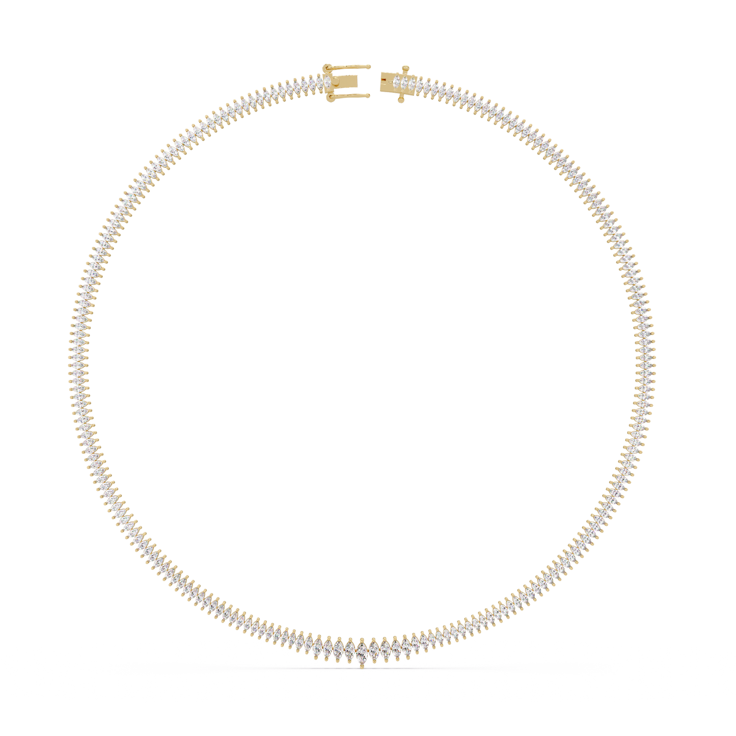 Rose Gold Marquise Tennis Lab Grown Diamond Necklace - HIGHCARAT DIAMONDS