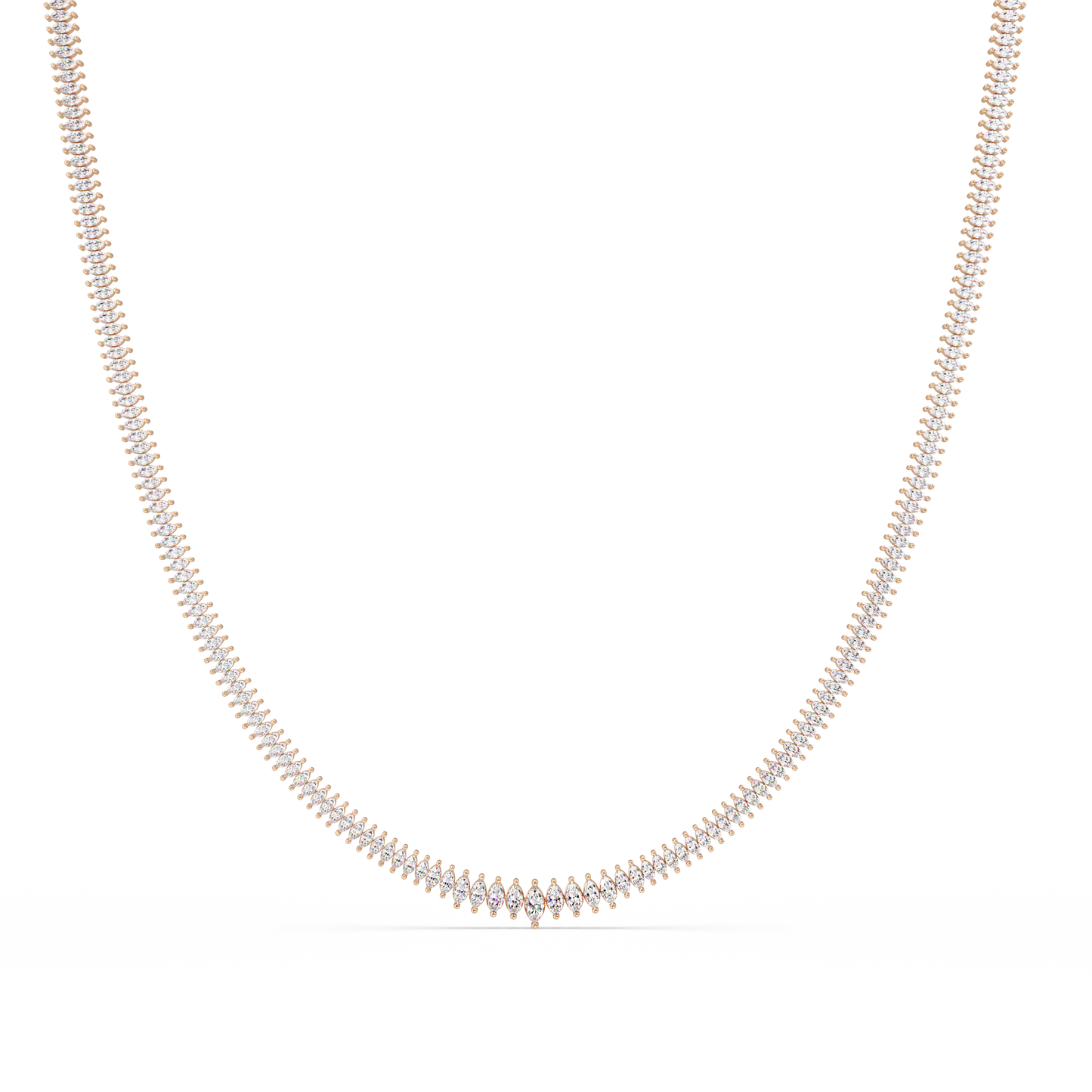 Rose Gold Marquise Tennis Lab Grown Diamond Necklace - HIGHCARAT DIAMONDS