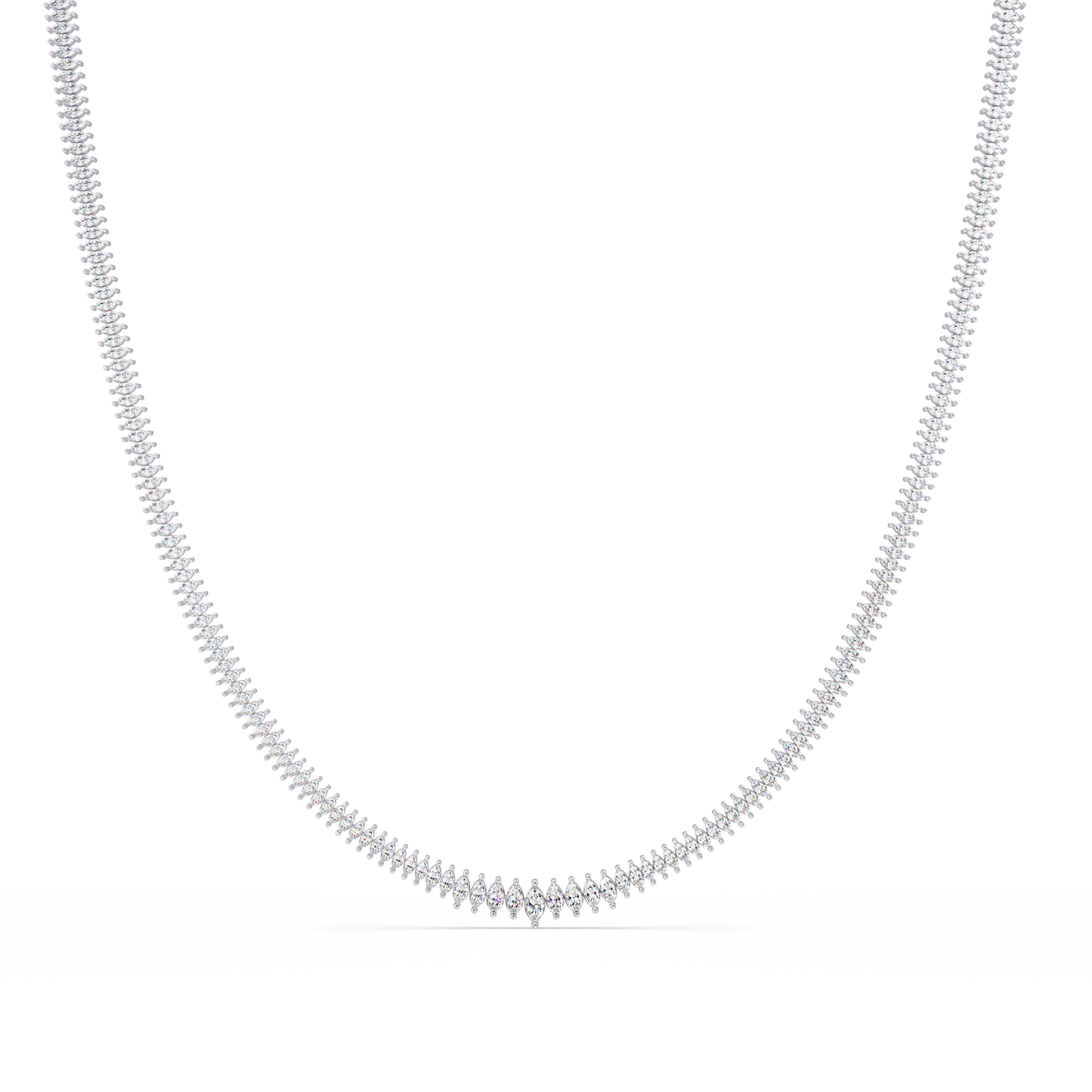 Rose Gold Marquise Tennis Lab Grown Diamond Necklace - HIGHCARAT DIAMONDS