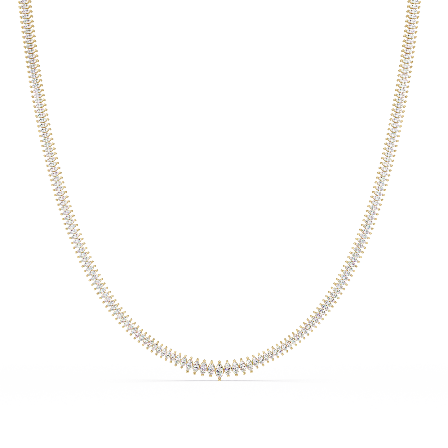 Rose Gold Marquise Tennis Lab Grown Diamond Necklace - HIGHCARAT DIAMONDS