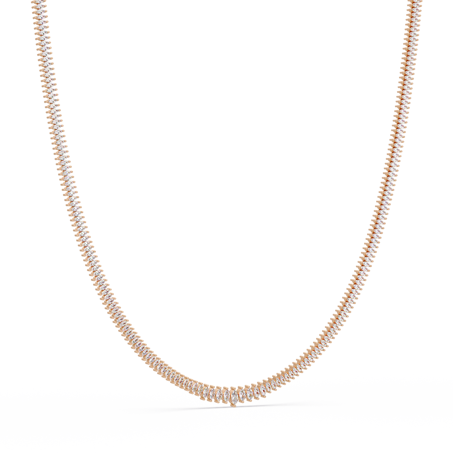 Rose Gold Marquise Tennis Lab Grown Diamond Necklace - HIGHCARAT DIAMONDS