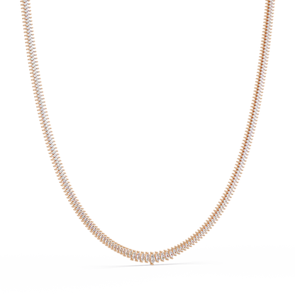 Rose Gold Marquise Tennis Lab Grown Diamond Necklace - HIGHCARAT DIAMONDS