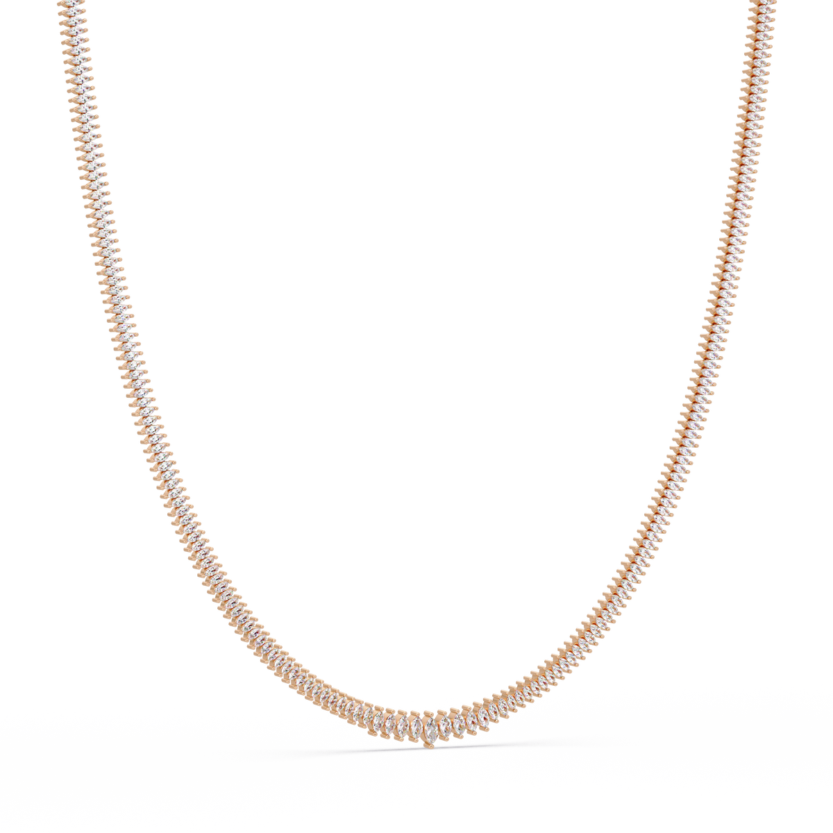 Rose Gold Marquise Tennis Lab Grown Diamond Necklace - HIGHCARAT DIAMONDS