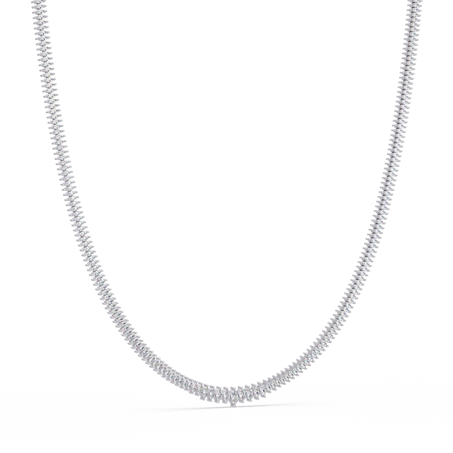 Rose Gold Marquise Tennis Lab Grown Diamond Necklace - HIGHCARAT DIAMONDS