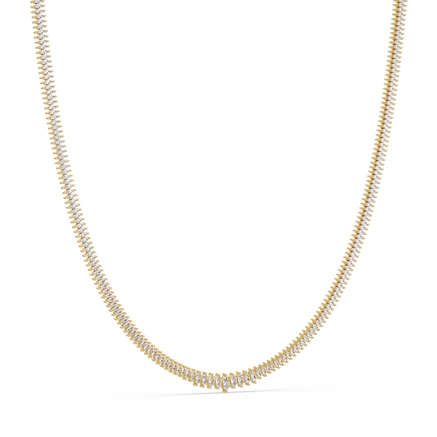 Rose Gold Marquise Tennis Lab Grown Diamond Necklace - HIGHCARAT DIAMONDS