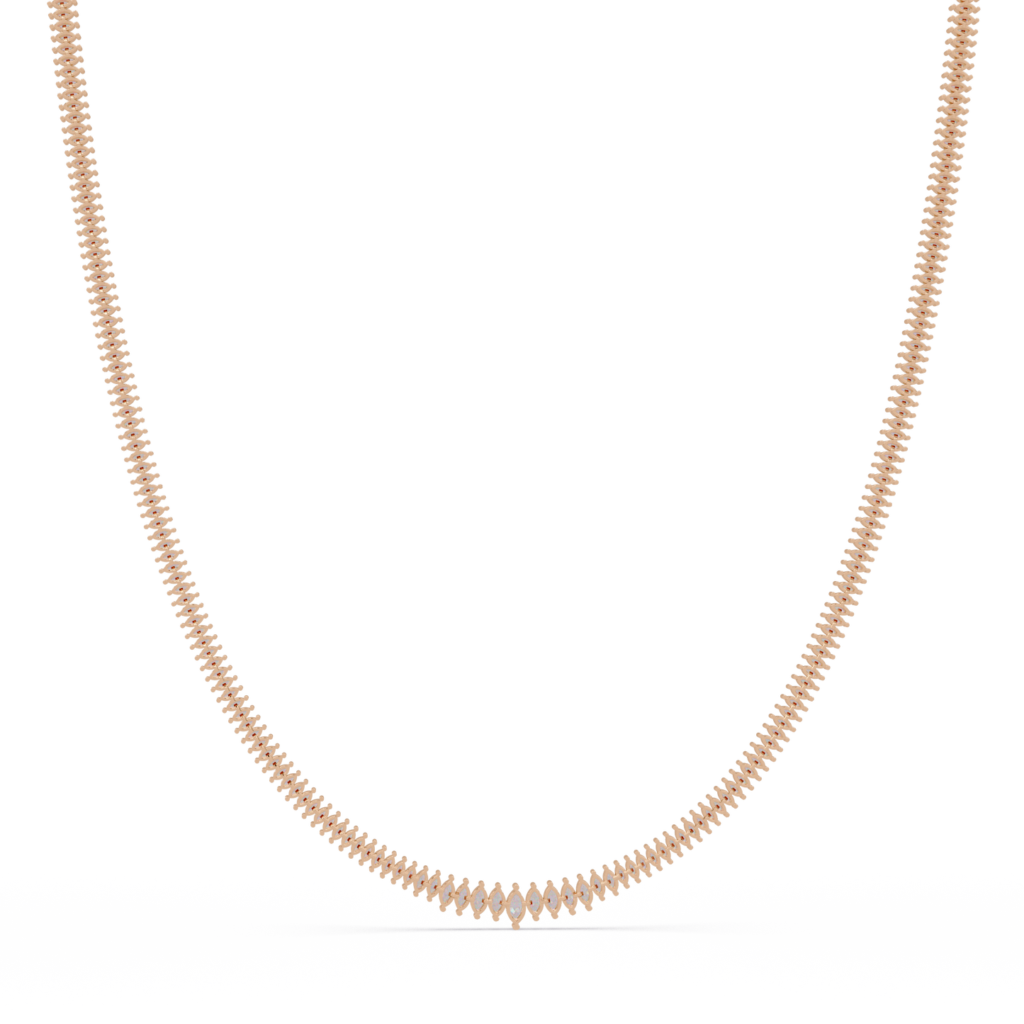 Rose Gold Marquise Tennis Lab Grown Diamond Necklace - HIGHCARAT DIAMONDS