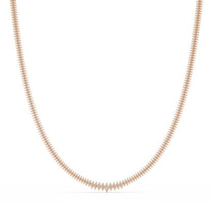Rose Gold Marquise Tennis Lab Grown Diamond Necklace - HIGHCARAT DIAMONDS
