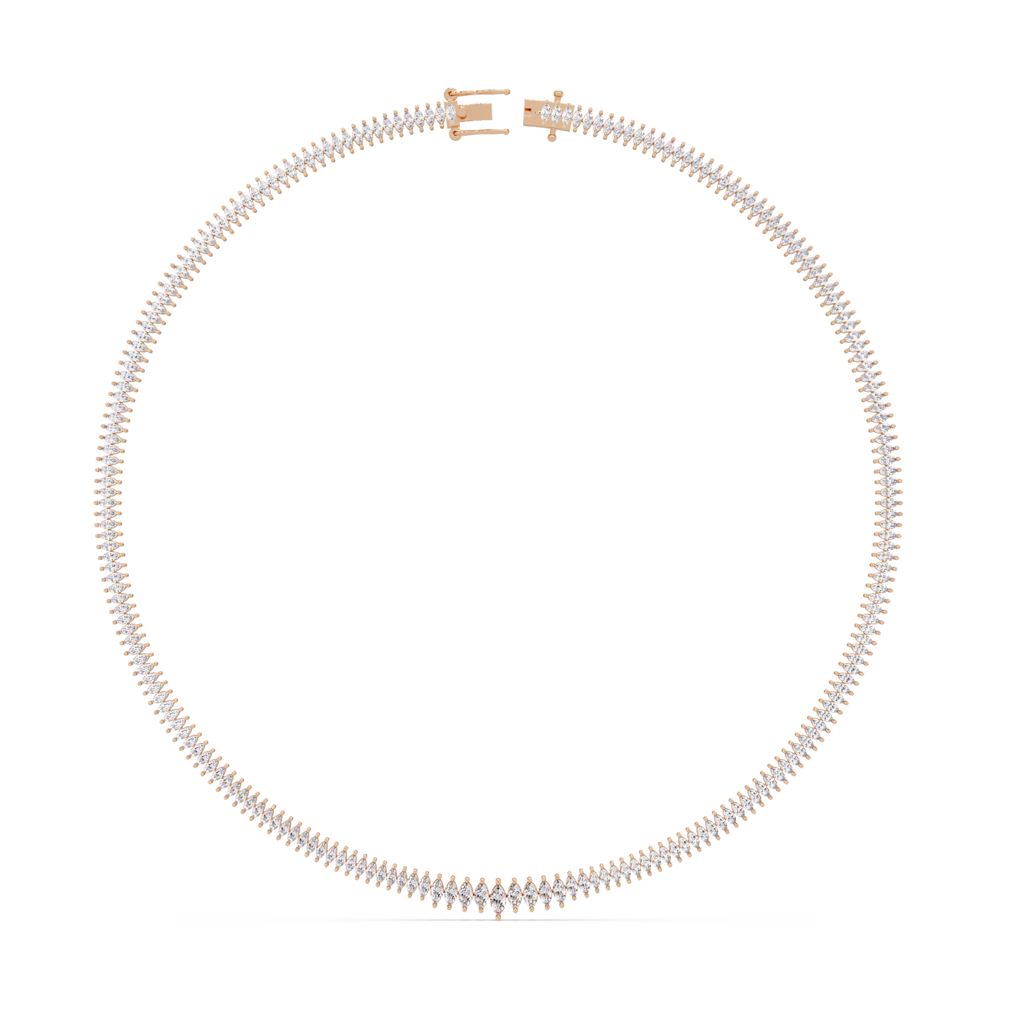 Rose Gold Marquise Tennis Lab Grown Diamond Necklace - HIGHCARAT DIAMONDS