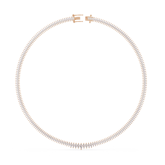 Rose Gold Marquise Tennis Lab Grown Diamond Necklace - HIGHCARAT DIAMONDS