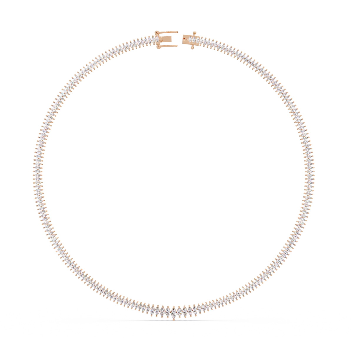 Rose Gold Marquise Tennis Lab Grown Diamond Necklace - HIGHCARAT DIAMONDS