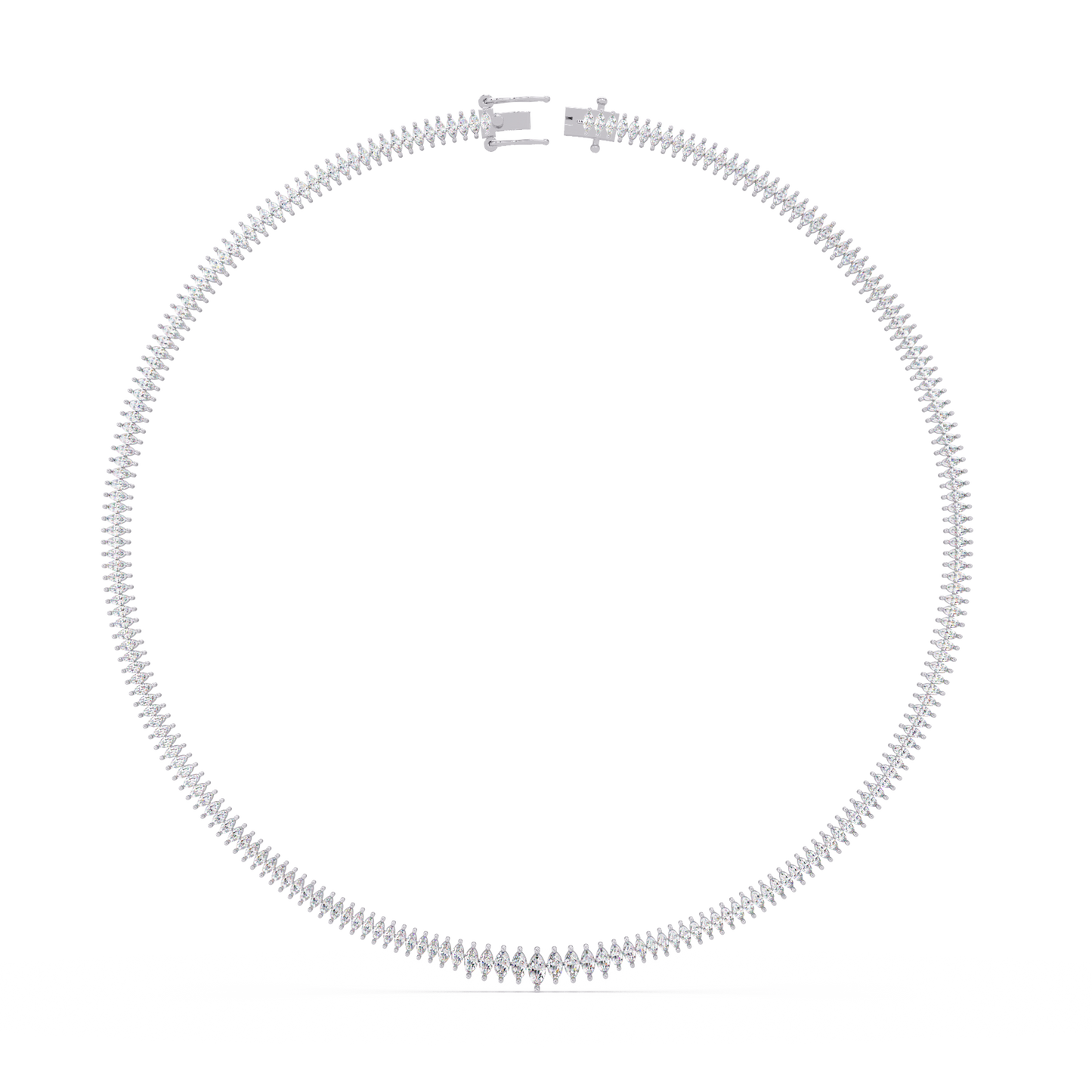 Rose Gold Marquise Tennis Lab Grown Diamond Necklace - HIGHCARAT DIAMONDS