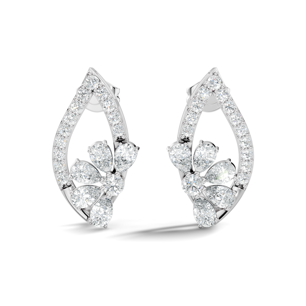 2.33 Ct Lab Grown & Natural Diamond  Round & Pear Shape Sparkling Shinny Beautiful Earrings For Her - HIGHCARAT DIAMONDS