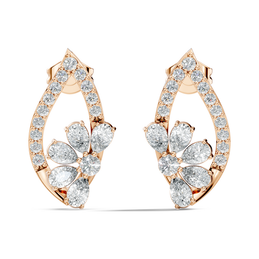 2.33 Ct Lab Grown & Natural Diamond  Round & Pear Shape Sparkling Shinny Beautiful Earrings For Her - HIGHCARAT DIAMONDS