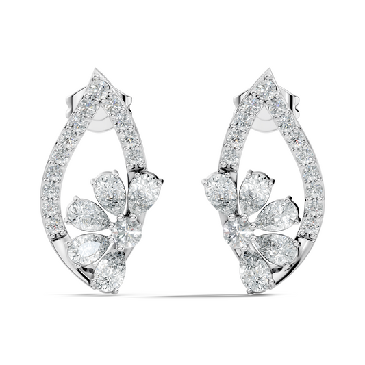 2.33 Ct Lab Grown & Natural Diamond  Round & Pear Shape Sparkling Shinny Beautiful Earrings For Her - HIGHCARAT DIAMONDS