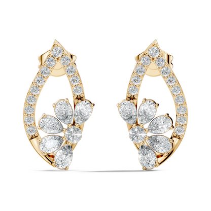 2.33 Ct Lab Grown & Natural Diamond  Round & Pear Shape Sparkling Shinny Beautiful Earrings For Her - HIGHCARAT DIAMONDS