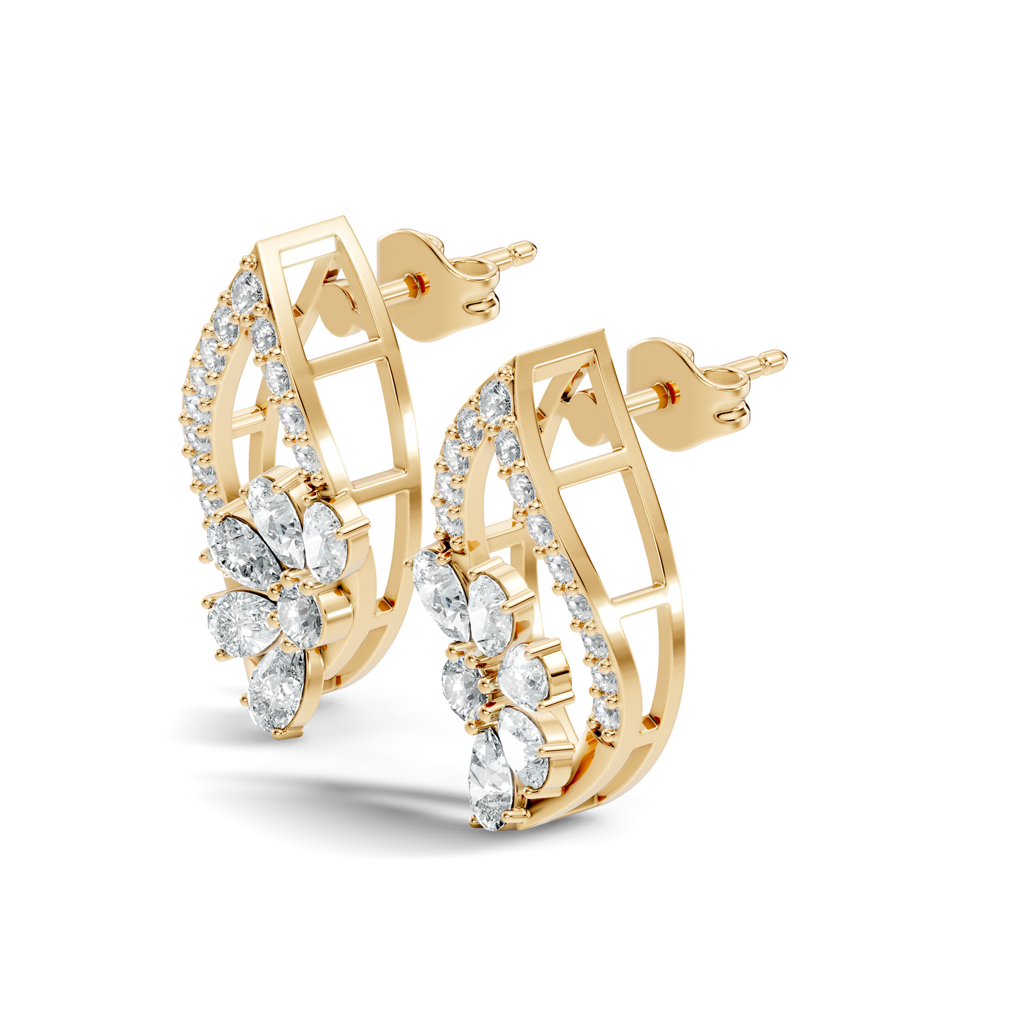 2.33 Ct Lab Grown & Natural Diamond  Round & Pear Shape Sparkling Shinny Beautiful Earrings For Her - HIGHCARAT DIAMONDS