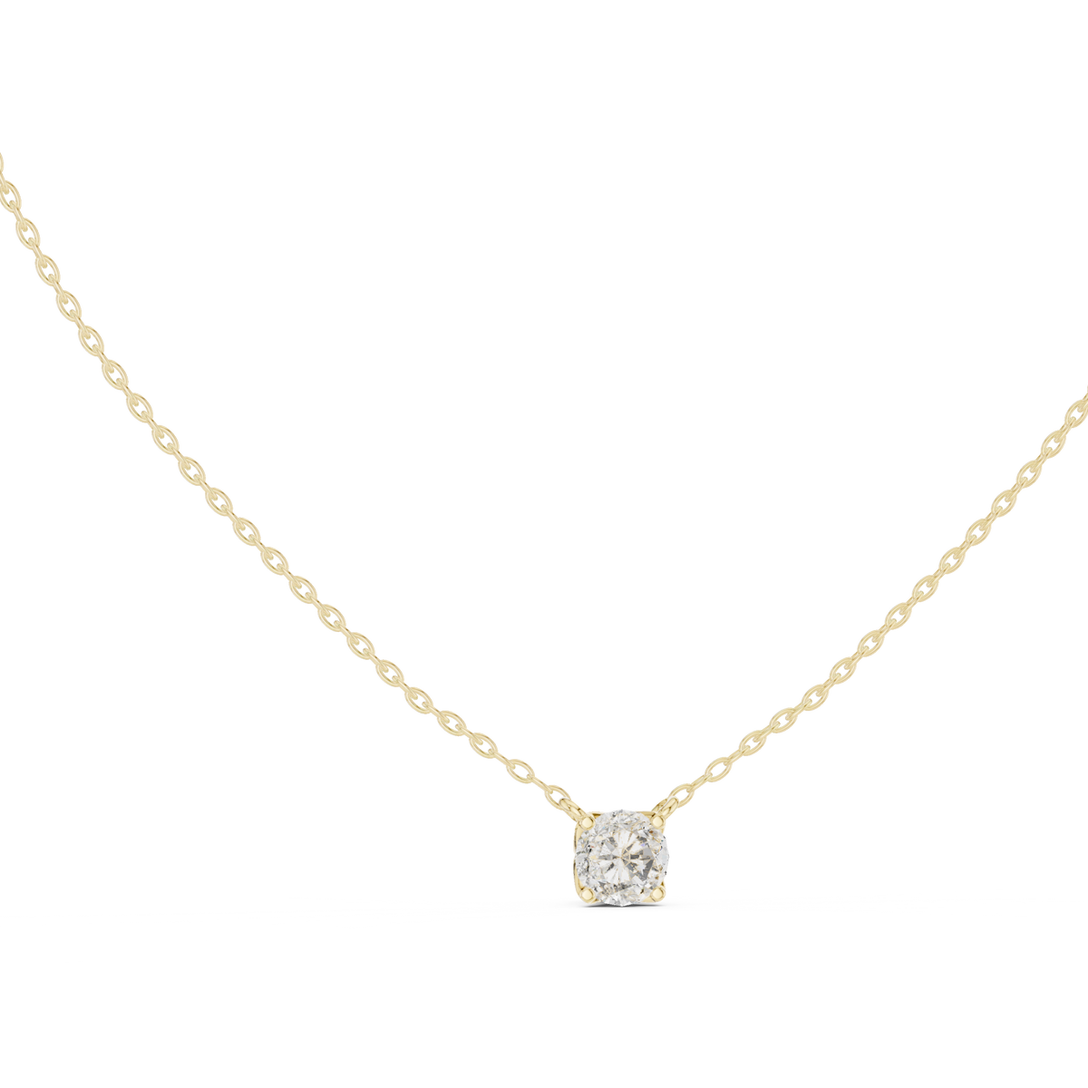 Round 1.00 Ct White Gold Prong Set Lab Grown Solitaire Pendant Front View