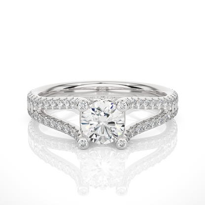 Round 1.08 Ct Cut Lab Grown 14k Solid Rose Gold Diamond Unique Split Shank Diamond Ring For Women's - HIGHCARAT DIAMONDS