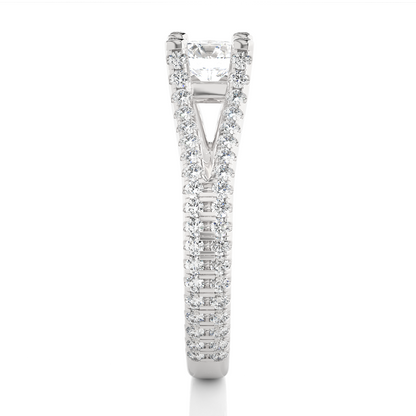 Round 1.08 Ct Cut Lab Grown 14k Solid Rose Gold Diamond Unique Split Shank Diamond Ring For Women's - HIGHCARAT DIAMONDS