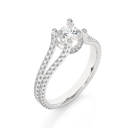 Round 1.08 Ct Cut Lab Grown 14k Solid Rose Gold Diamond Unique Split Shank Diamond Ring For Women's - HIGHCARAT DIAMONDS