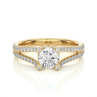 Round 1.08 Ct Cut Lab Grown 14k Solid Rose Gold Diamond Unique Split Shank Diamond Ring For Women's - HIGHCARAT DIAMONDS