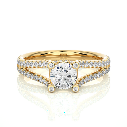 Round 1.08 Ct Cut Lab Grown 14k Solid Rose Gold Diamond Unique Split Shank Diamond Ring For Women's - HIGHCARAT DIAMONDS