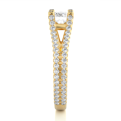 Round 1.08 Ct Cut Lab Grown 14k Solid Rose Gold Diamond Unique Split Shank Diamond Ring For Women's - HIGHCARAT DIAMONDS